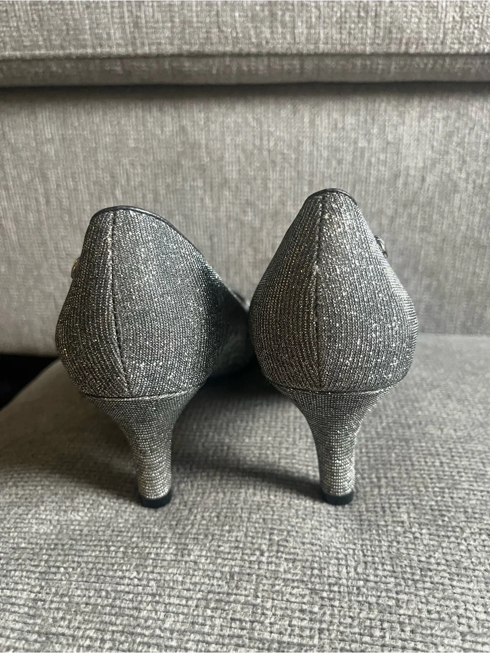 Life Stride Silver Glitter Pumps for Women